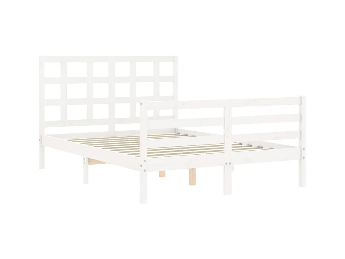 Giroletto con Testiera Bianco 140x200 cm in Legno Massello