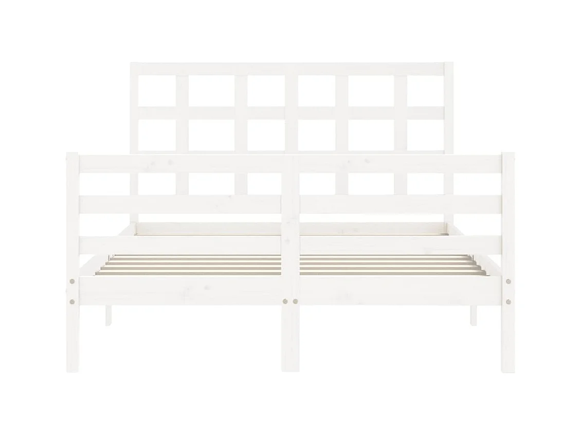 Giroletto con Testiera Bianco 140x200 cm in Legno Massello