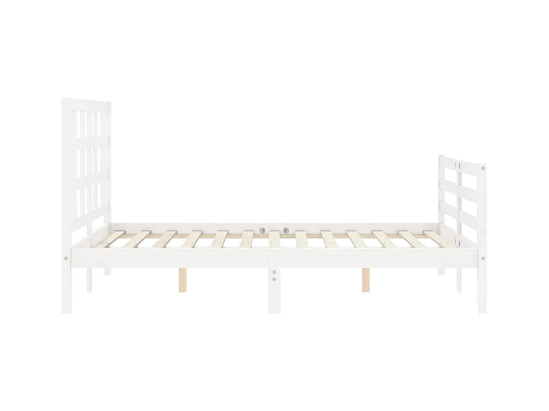 Giroletto con Testiera Bianco 140x200 cm in Legno Massello