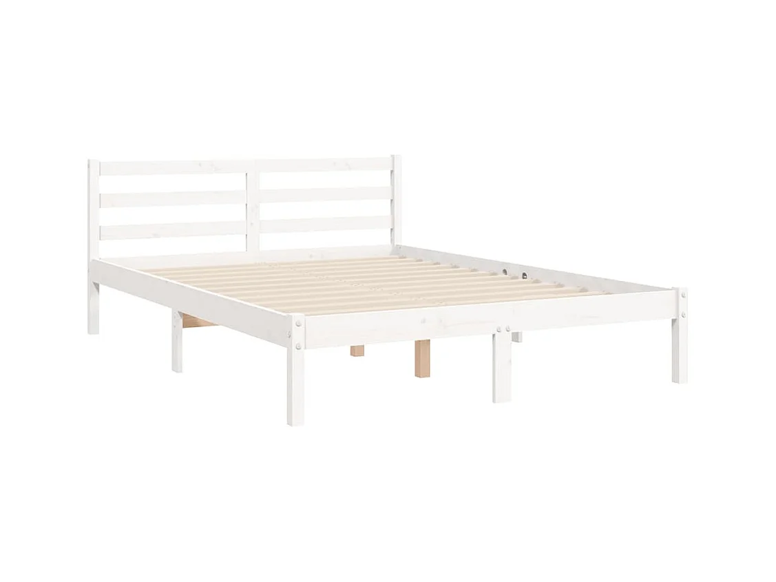 Giroletto con Testiera Bianco 140x200 cm in Legno Massello