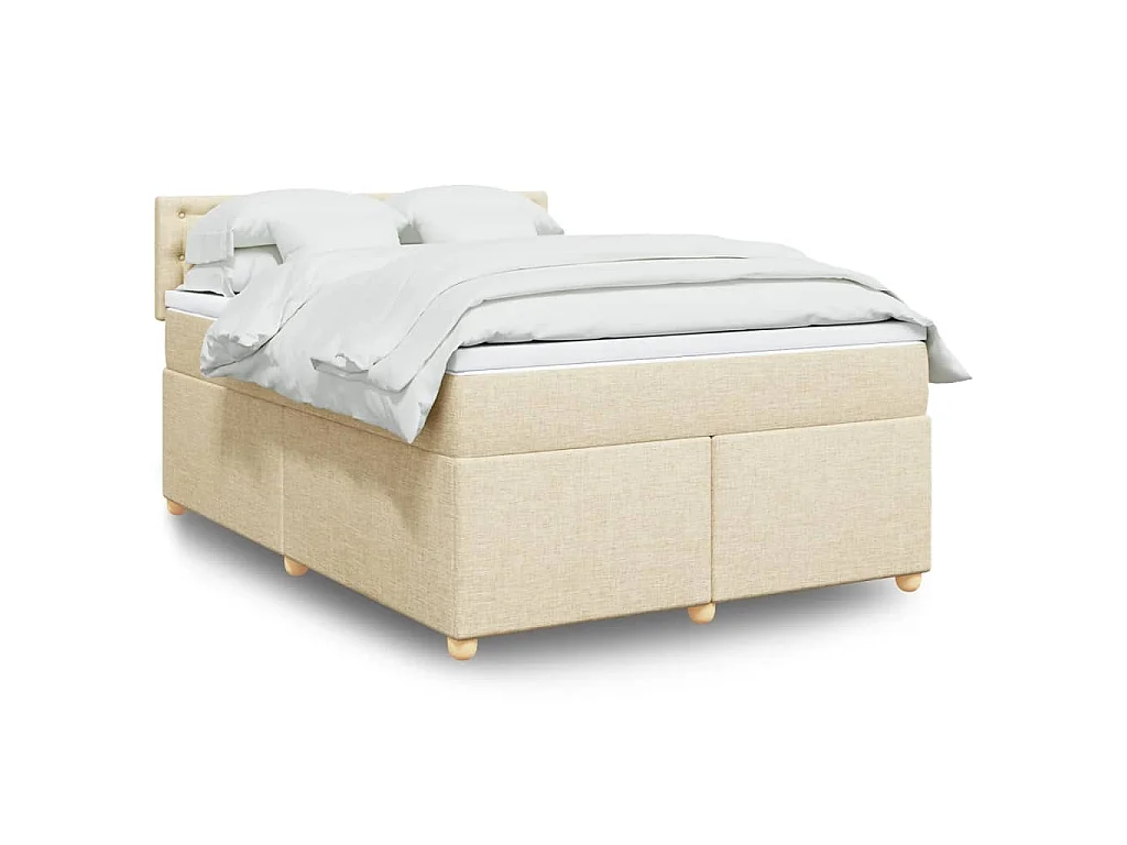 Giroletto a Molle con Materasso Crema 160x200 cm in Tessuto
