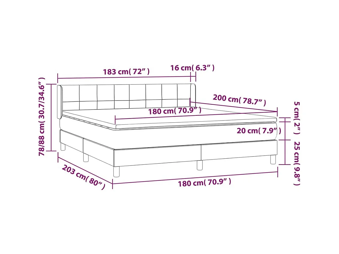 Sommier à lattes de lit avec matelas Crème 180x200 cm Tissu