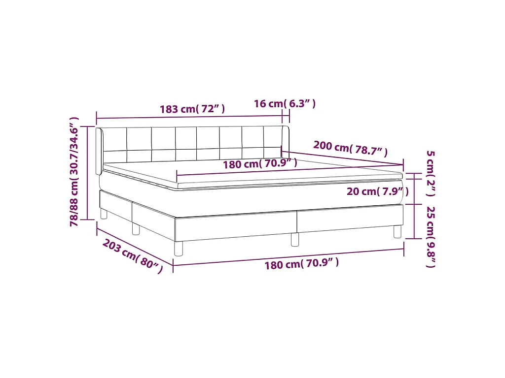 Boxspringbett mit Matratze Creme 180x200 cm Stoff