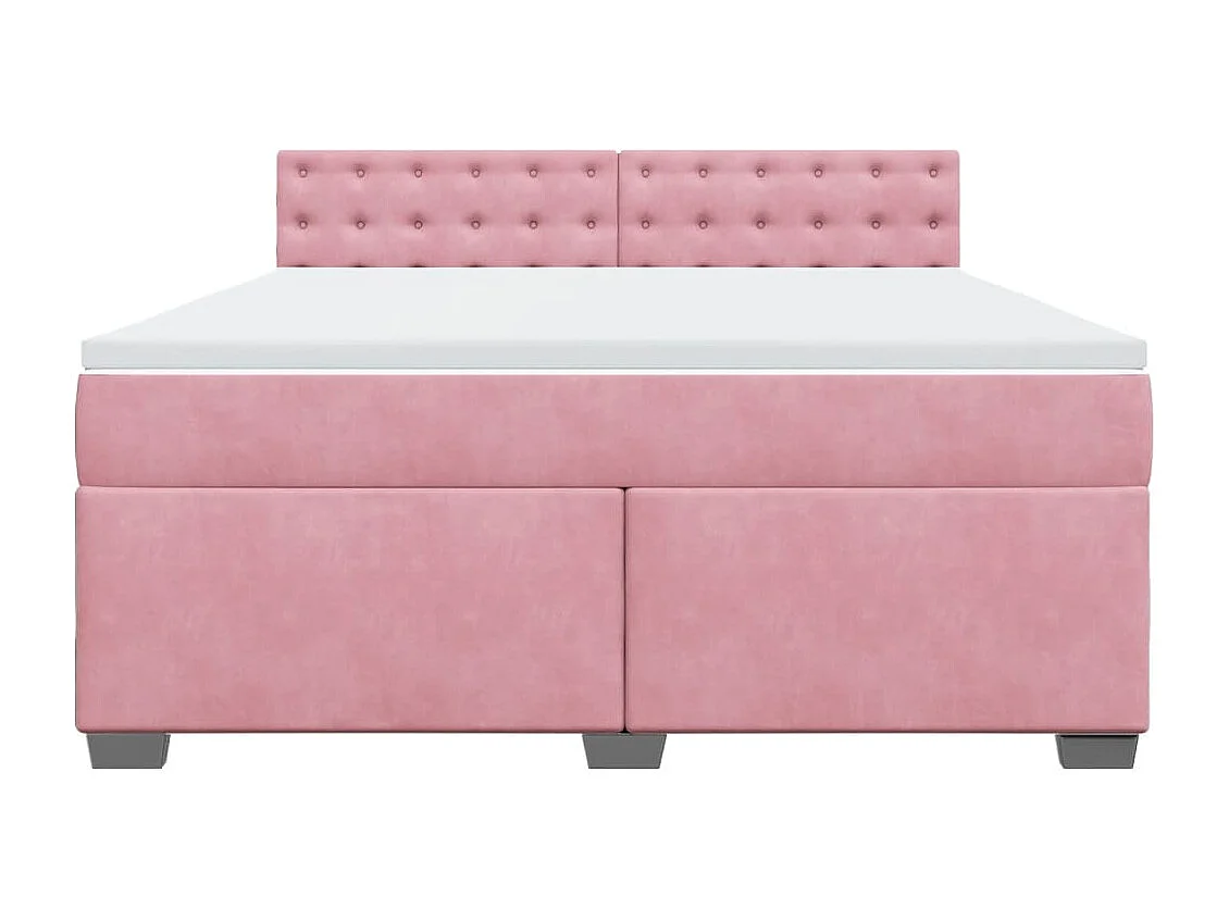 Giroletto a Molle con Materasso Rosa 180x200 cm in Velluto