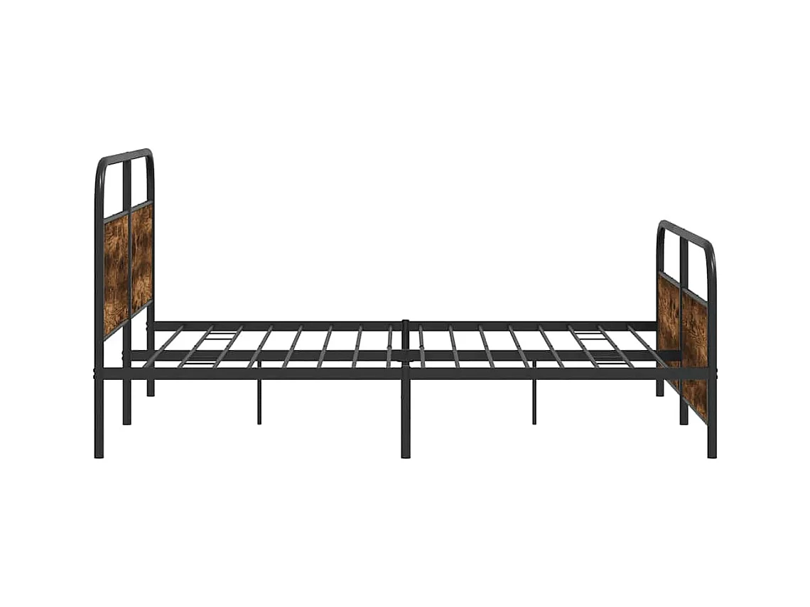 Cadre de lit en métal sans matelas chêne fumé 180x200 cm