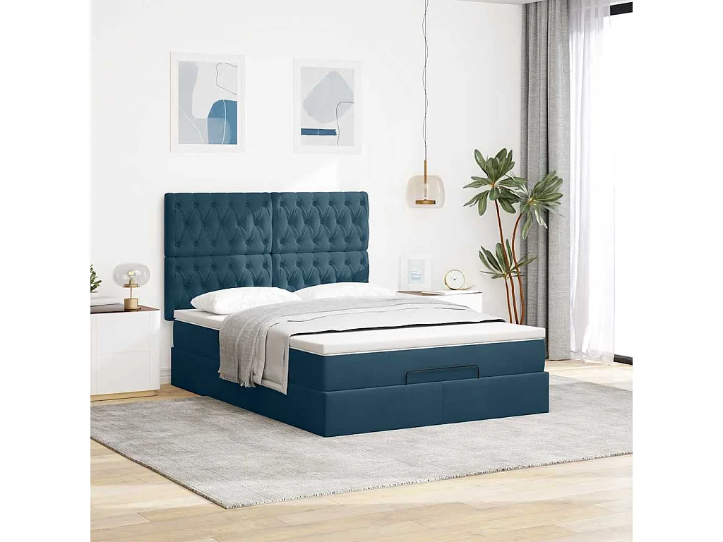 Ottoman bed met matrassen en LED's 140x190cm fluweel