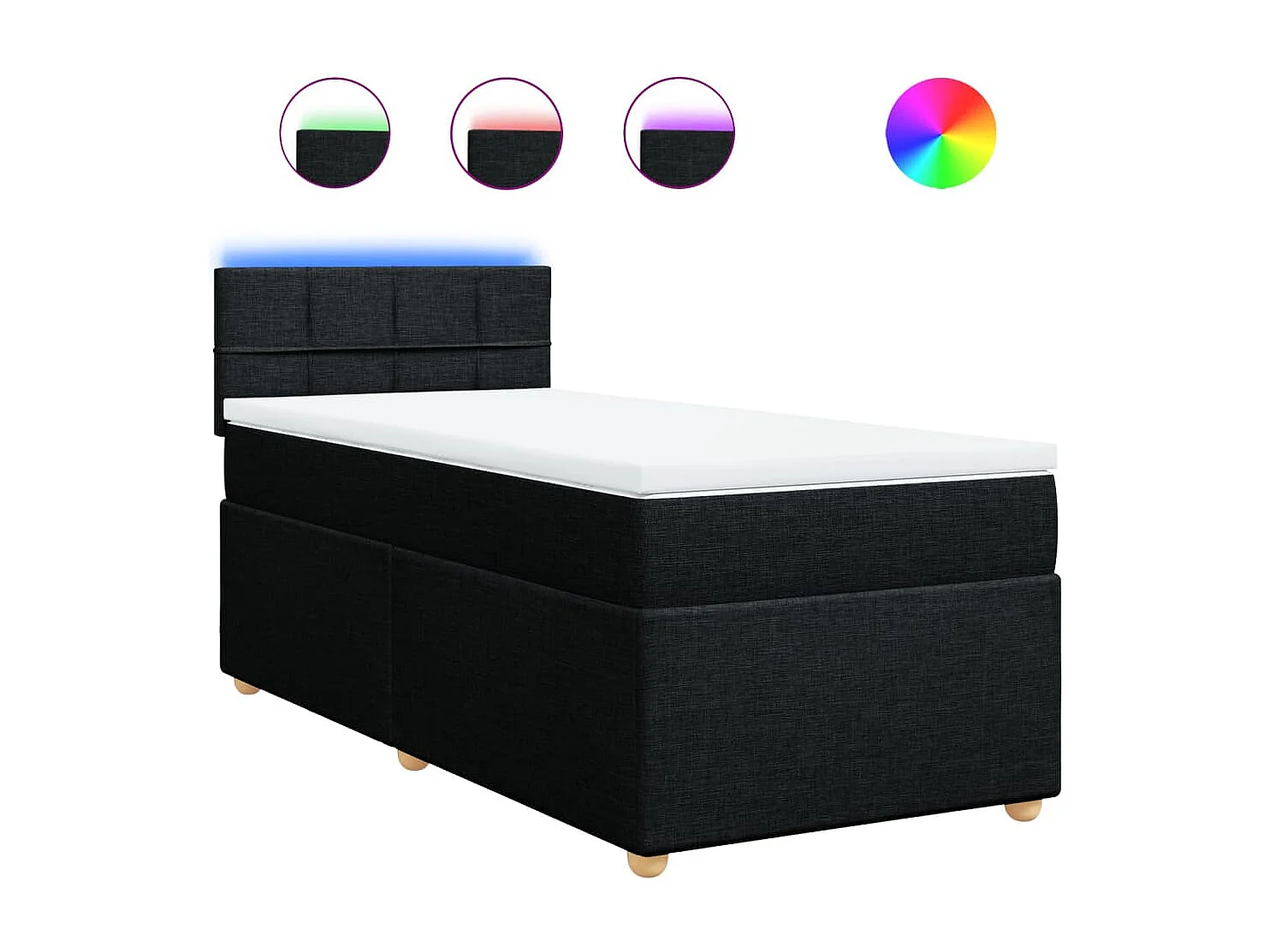 Boxspringbett mit Matratze Schwarz 100x200 cm Stoff