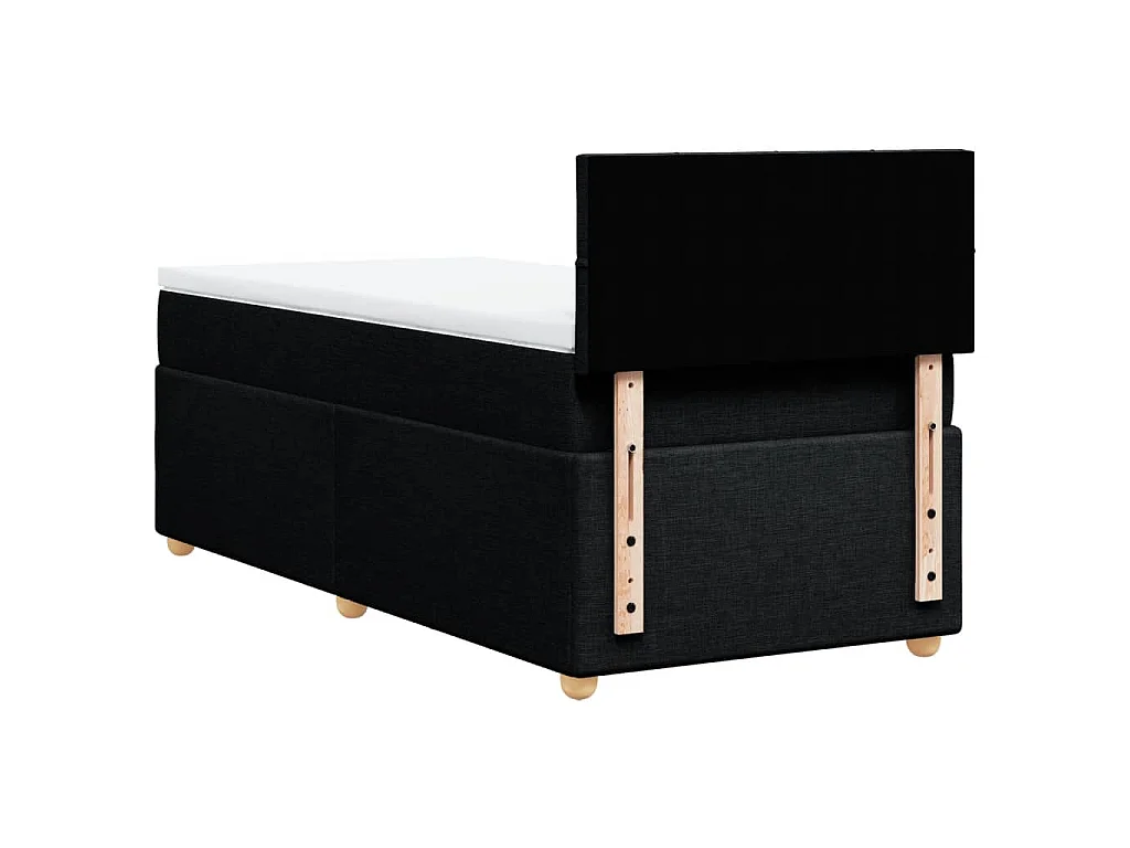 Cama box spring con colchón tela negro 100x200 cm