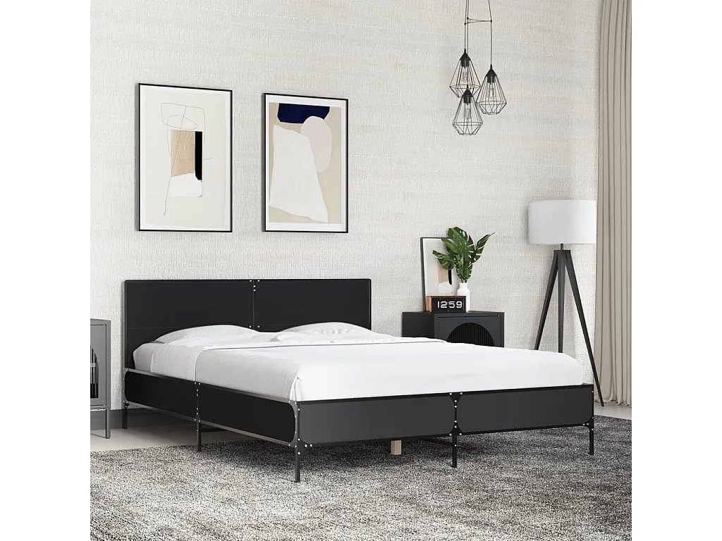 Cadre de lit sans matelas noir 140x190 cm