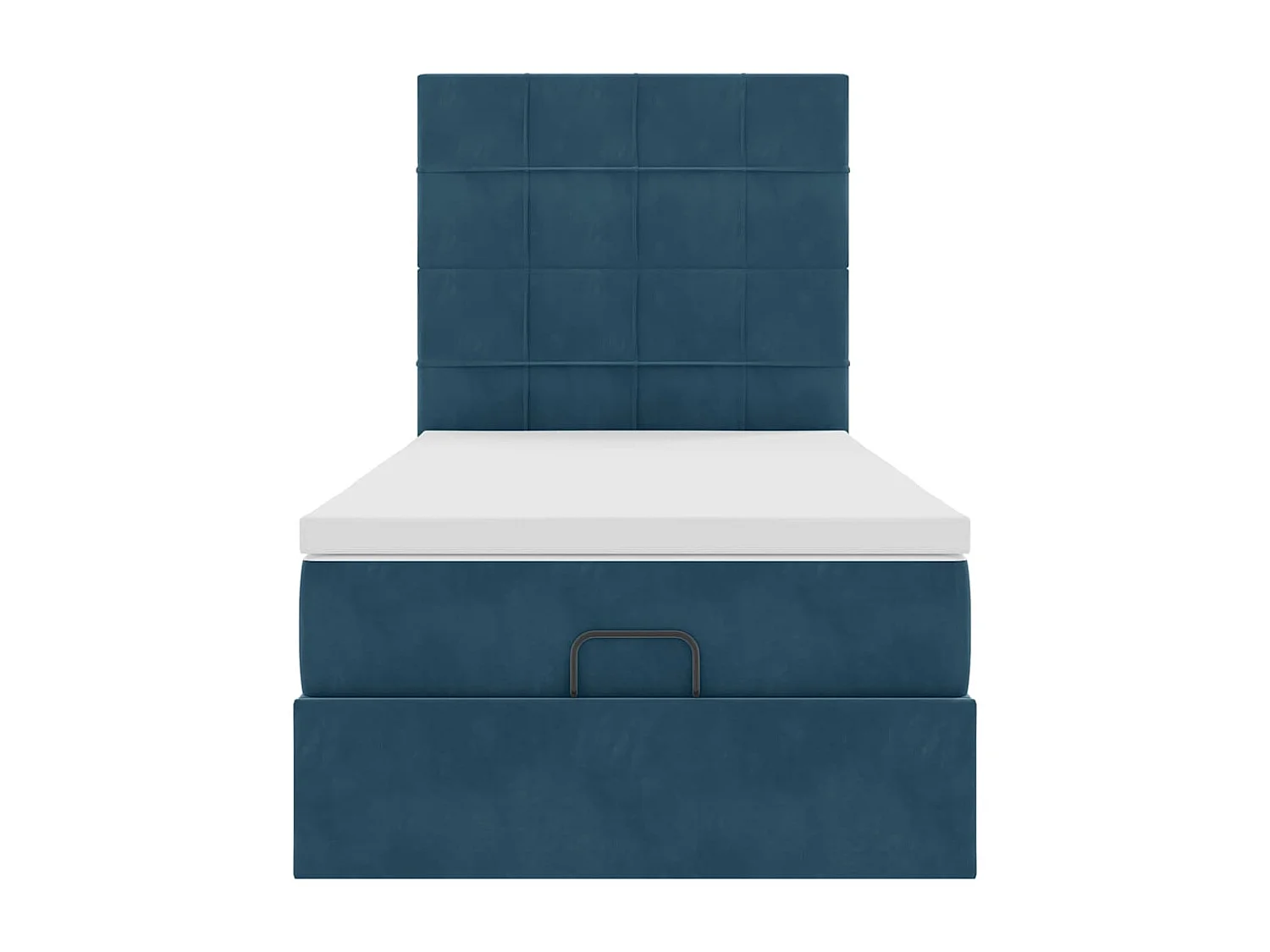 Estrutura de cama otomana com colchões azul escuro veludo