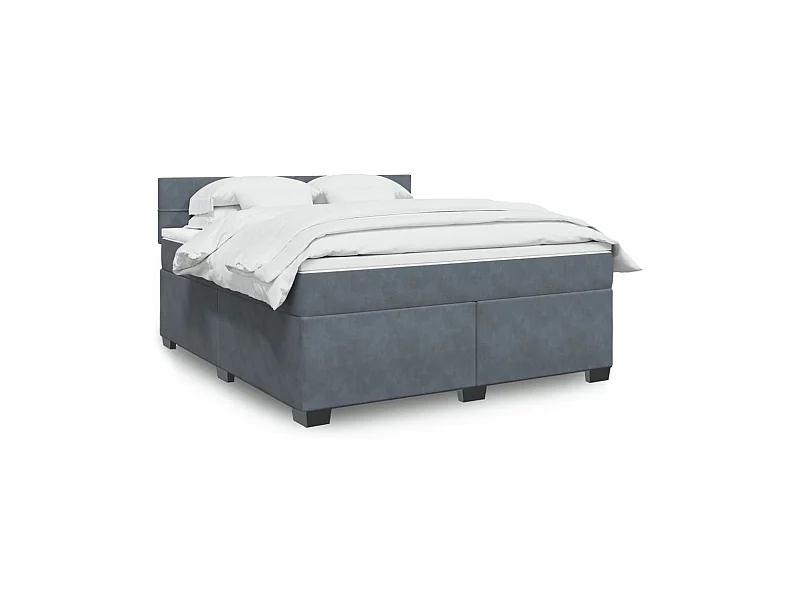 Sommier à lattes de lit et matelas Gris foncé 180x200cm Velours