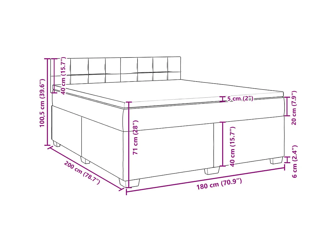 Boxspringbett mit Matratze Dunkelgrau 180x200 cm Samt
