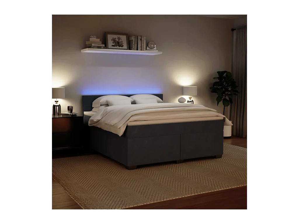 Boxspringbett mit Matratze Dunkelgrau 180x200 cm Samt