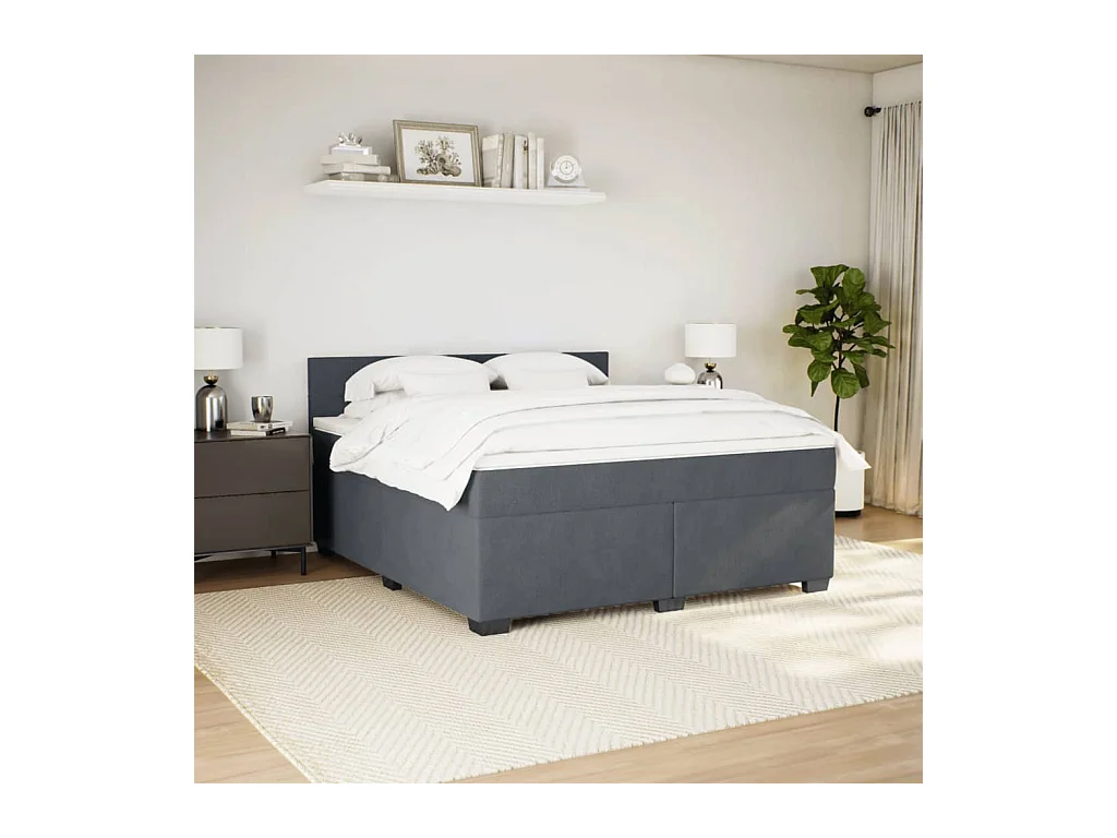 Boxspringbett mit Matratze Dunkelgrau 180x200 cm Samt