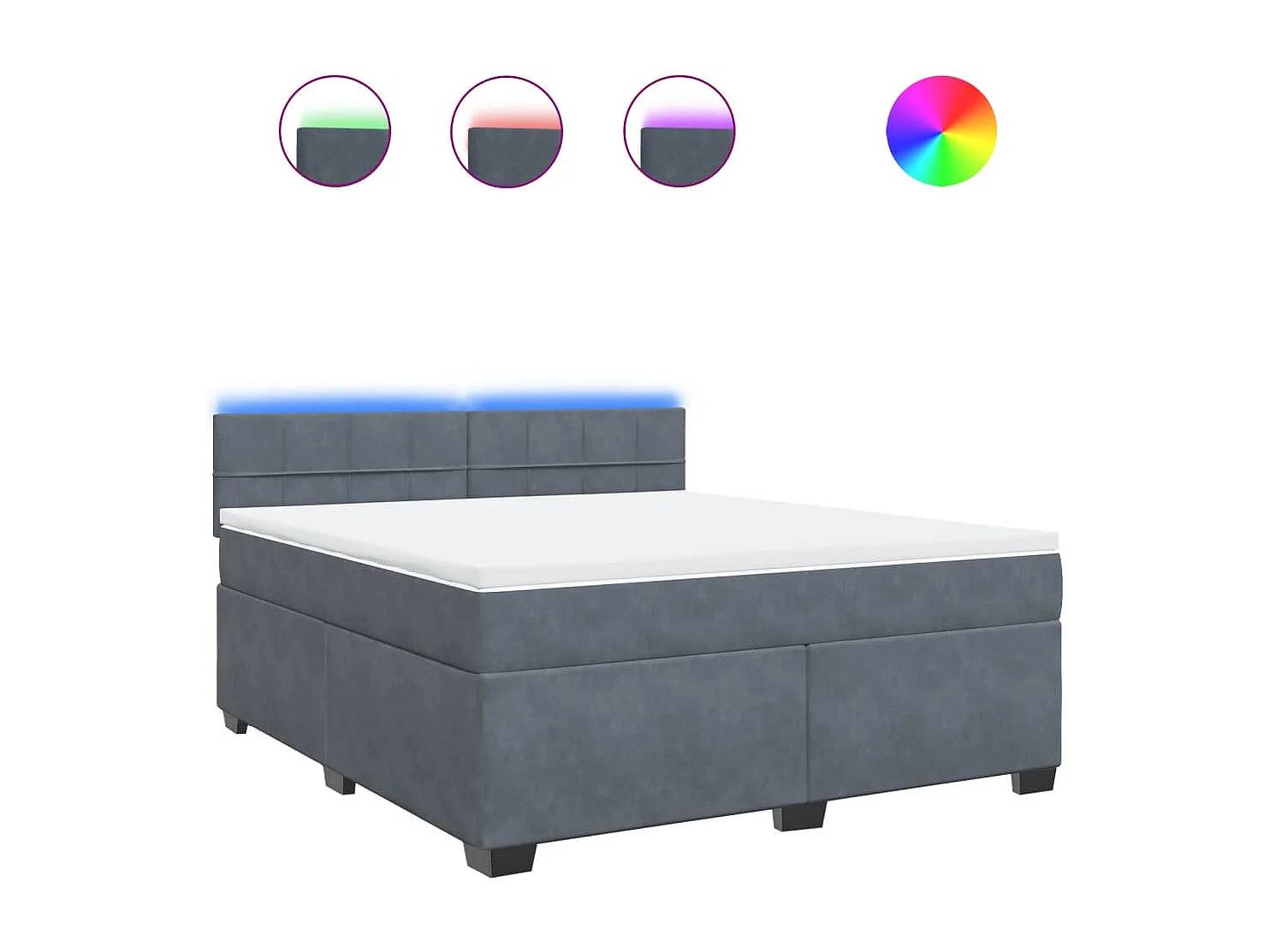 Cama box spring con colchón terciopelo gris oscuro 180x200 cm