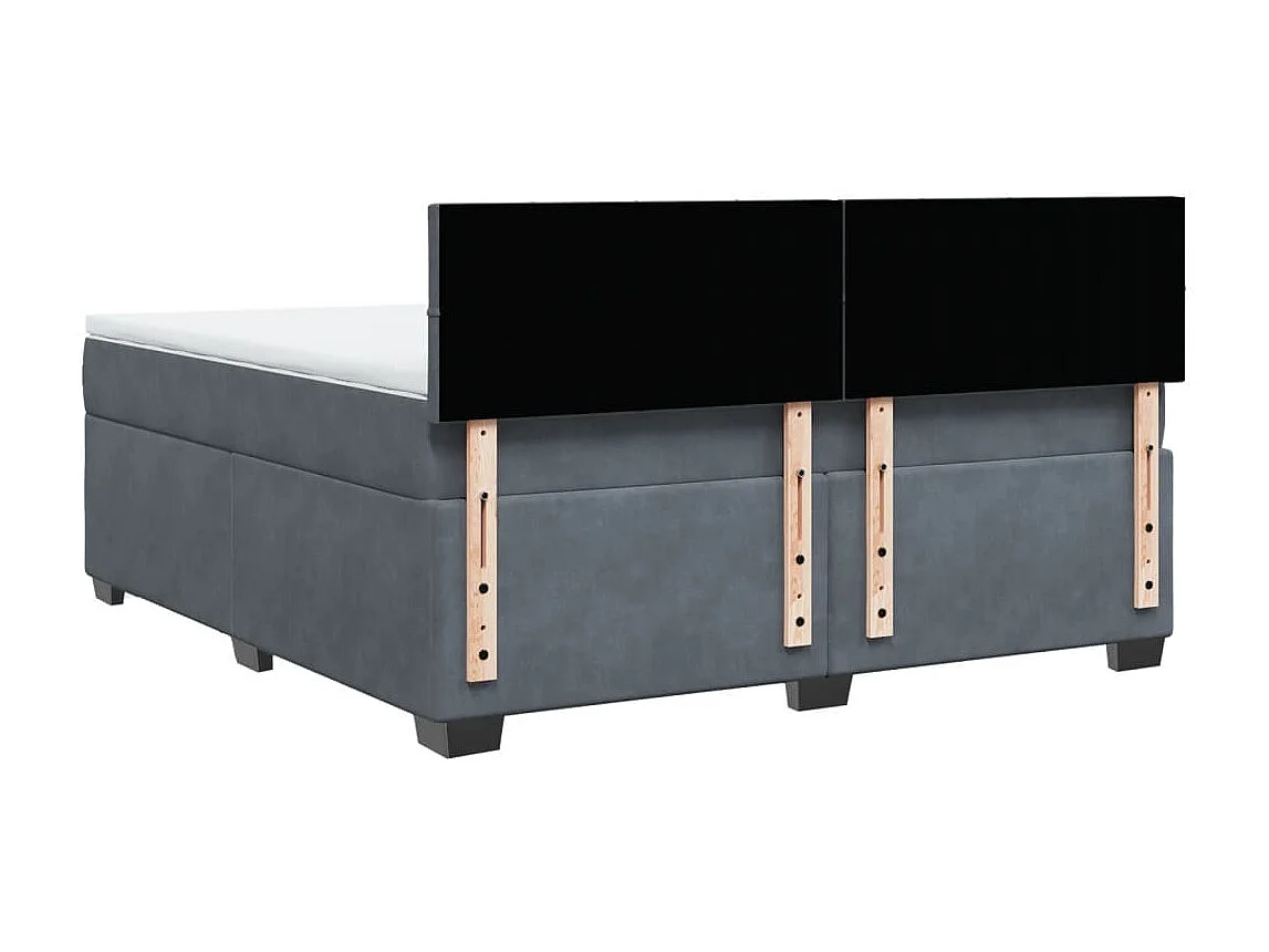 Cama box spring con colchón terciopelo gris oscuro 180x200 cm