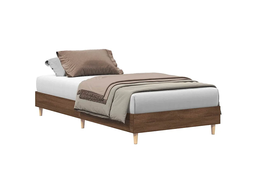 Cadre de lit sans matelas chêne marron 90x190cm bois ingénierie
