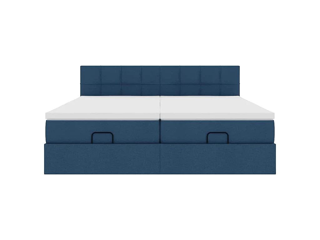 Ottoman-Bett mit Matratzen & LEDs Blau 180x200 cm Stoff
