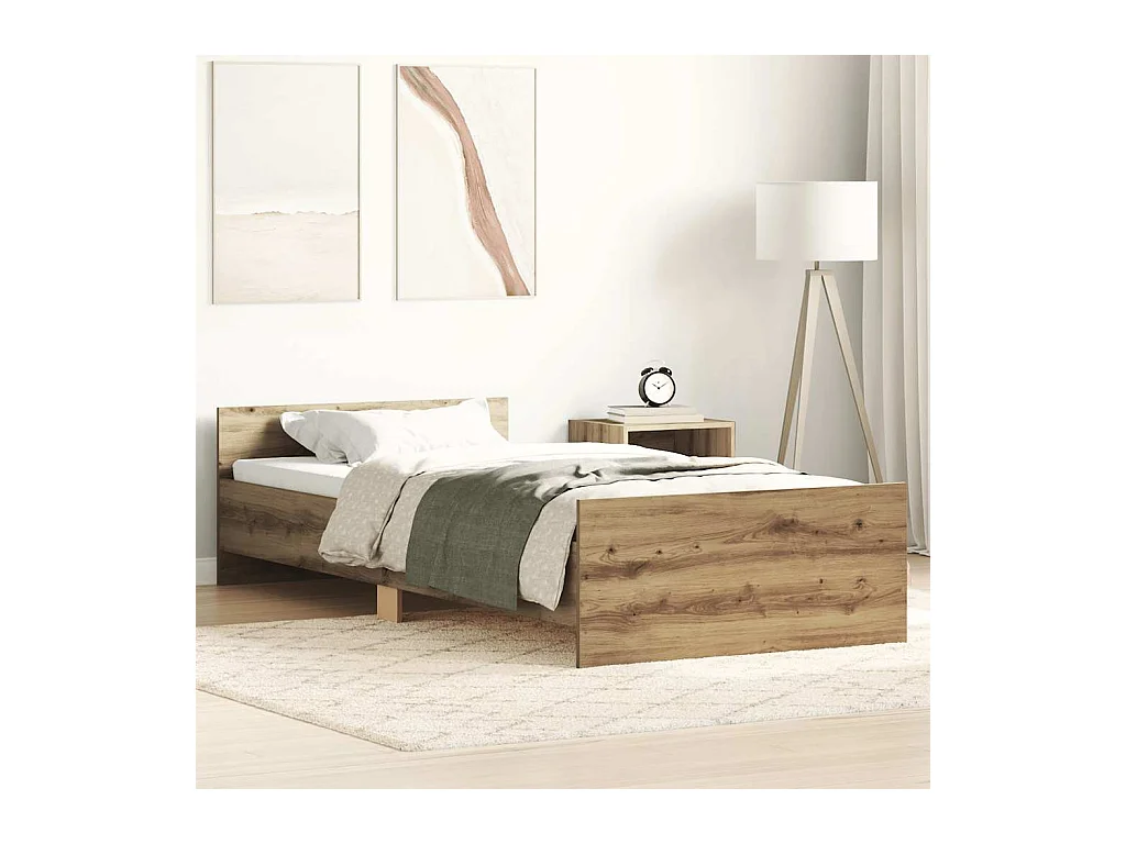 Estructura de cama sin colchón madera de ingeniería roble
