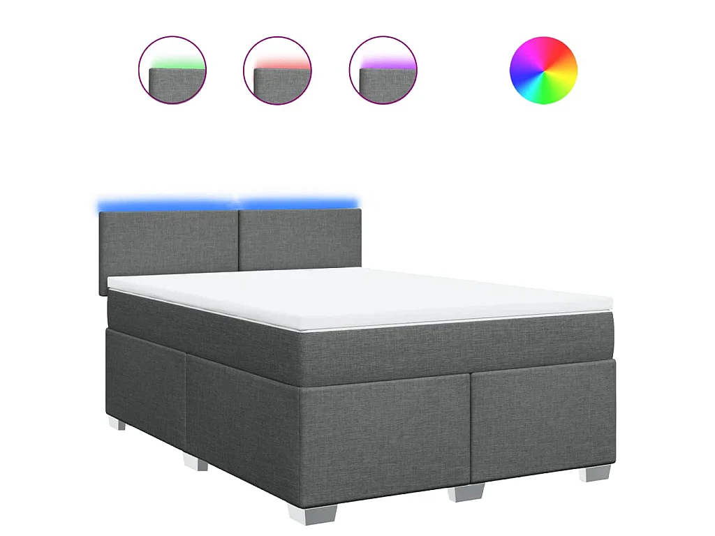 Cama box spring con colchón tela gris oscuro 160x200 cm