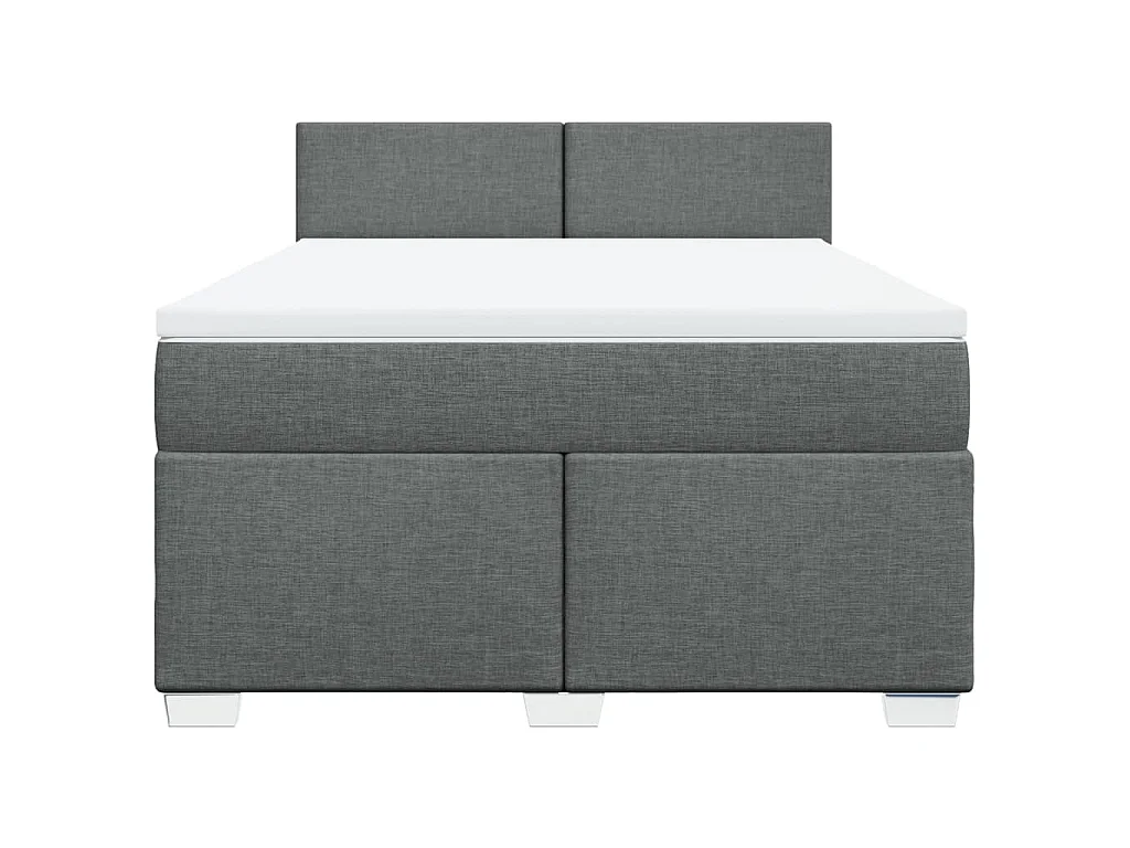 Cama box spring con colchón tela gris oscuro 160x200 cm