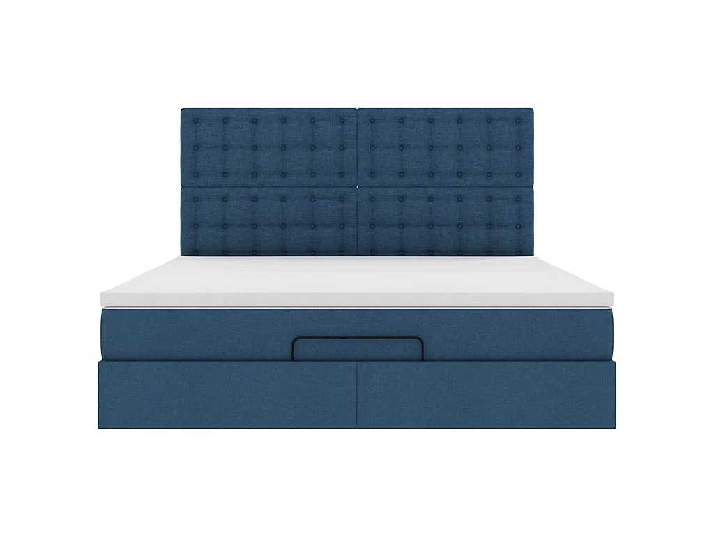 Ottoman-Bett mit Matratze & LEDs Blau 160x200 cm Stoff