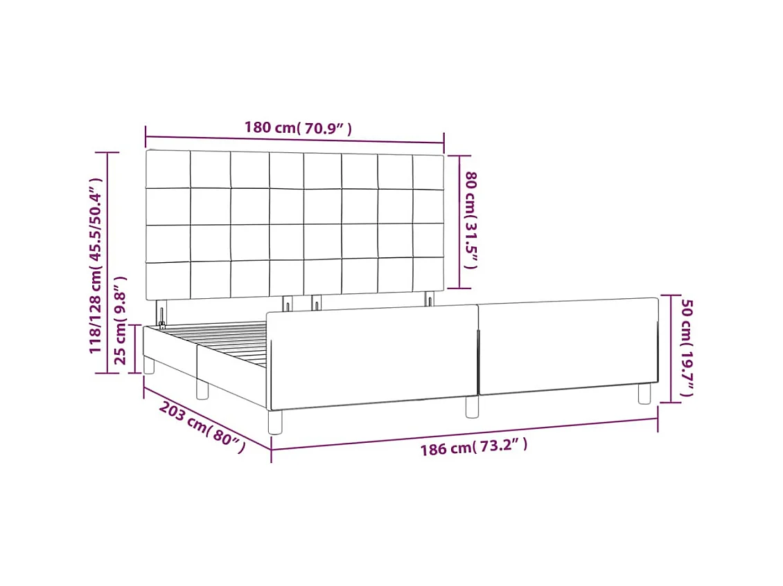 Giroletto senza Materasso Grigio Chiaro 180x200 cm Tessuto