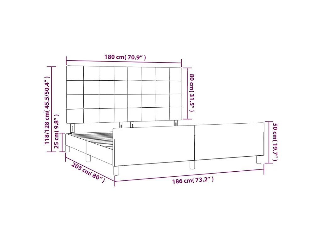 Giroletto senza Materasso Grigio Chiaro 180x200 cm Tessuto