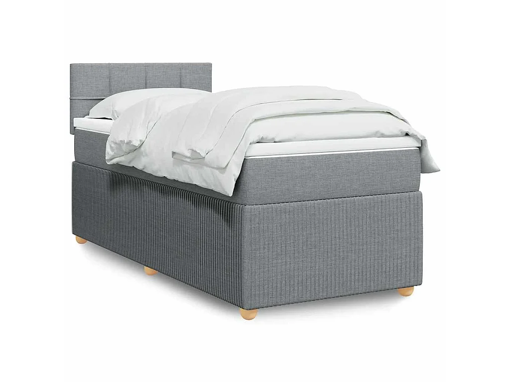 Cama com molas/colchão 100x200 cm tecido cinzento-claro