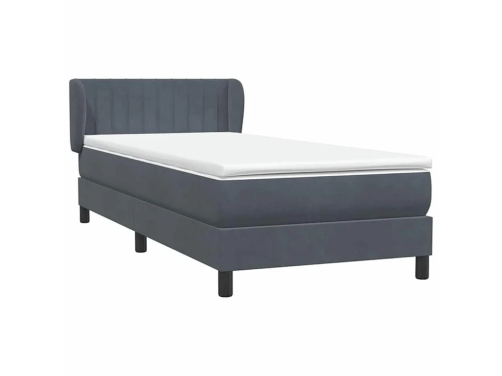 Sommier à lattes de lit et matelas gris foncé 90x220 cm velours
