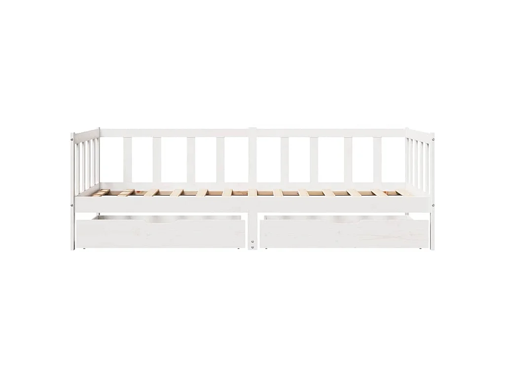Sofá cama con cajones madera maciza de pino blanco 90x200 cm