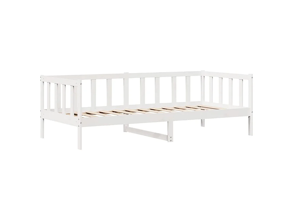 Sofá cama con cajones madera maciza de pino blanco 90x200 cm