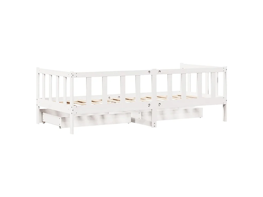 Sofá cama con cajones madera maciza de pino blanco 90x200 cm