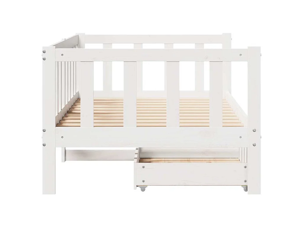 Sofá cama con cajones madera maciza de pino blanco 90x200 cm