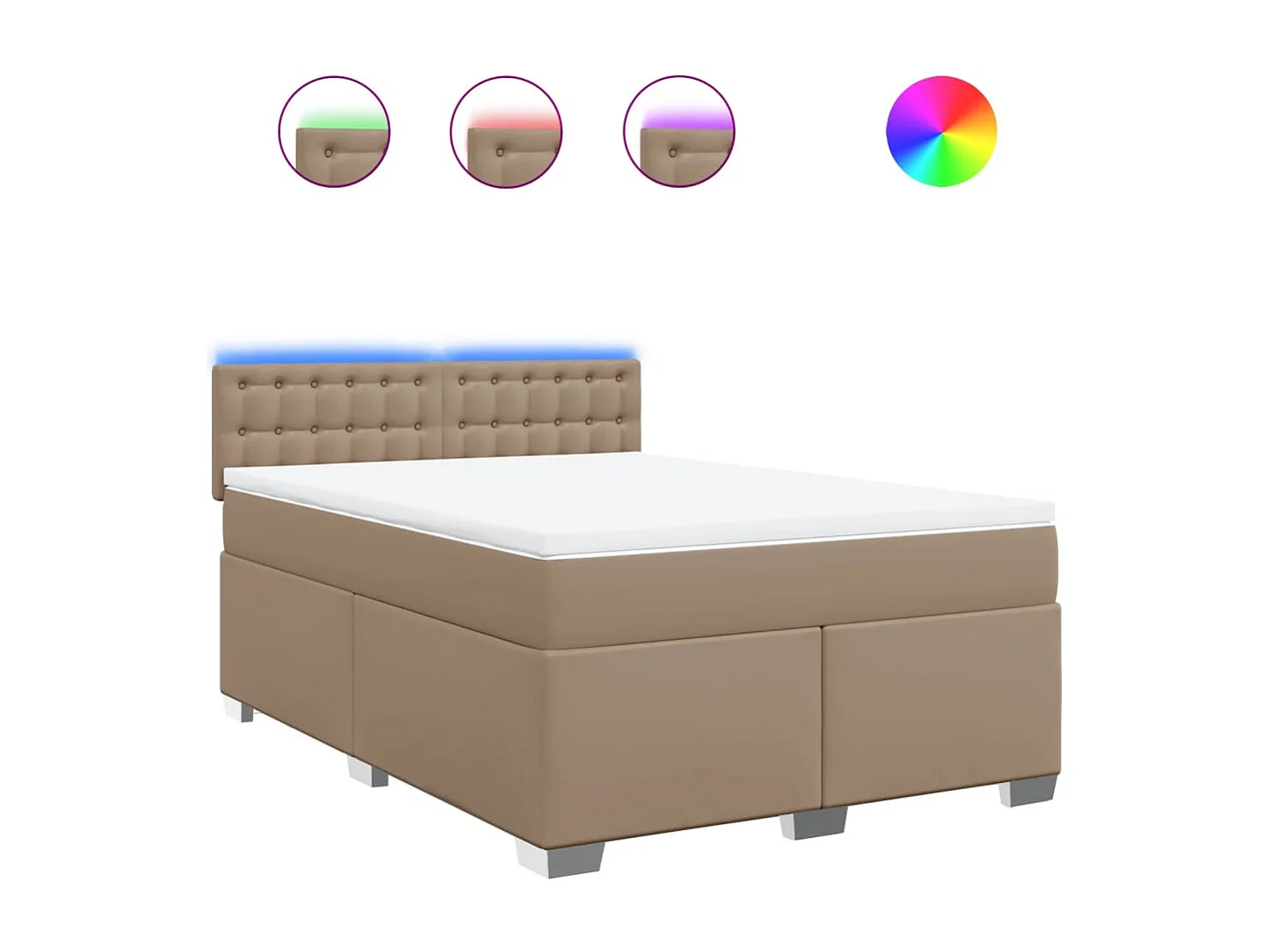 Boxspringbett Matratze Cappuccino-Braun 140x190cm Kunstleder