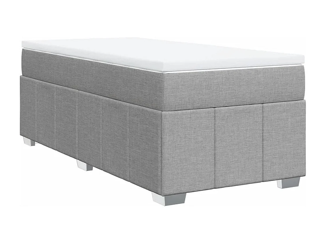 Cama box spring con colchón tela gris claro 90x190 cm