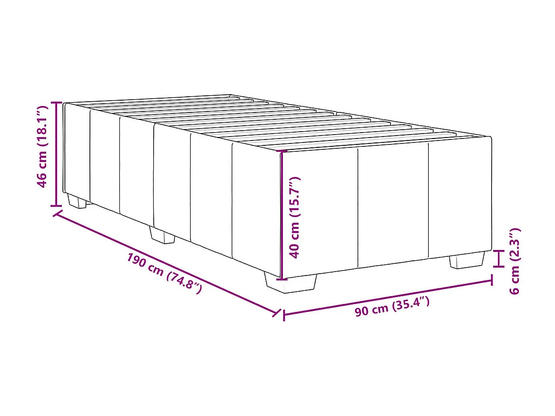 Cama box spring con colchón tela gris claro 90x190 cm