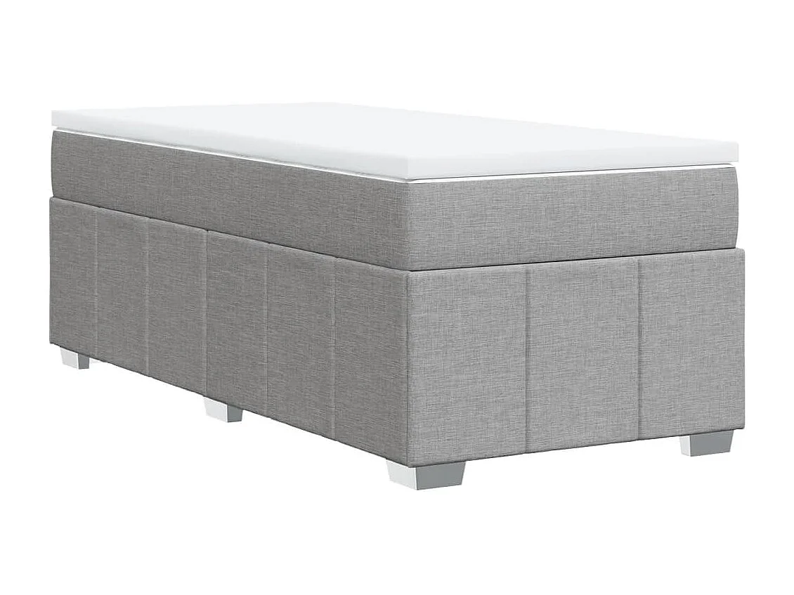 Cama box spring con colchón tela gris claro 90x190 cm