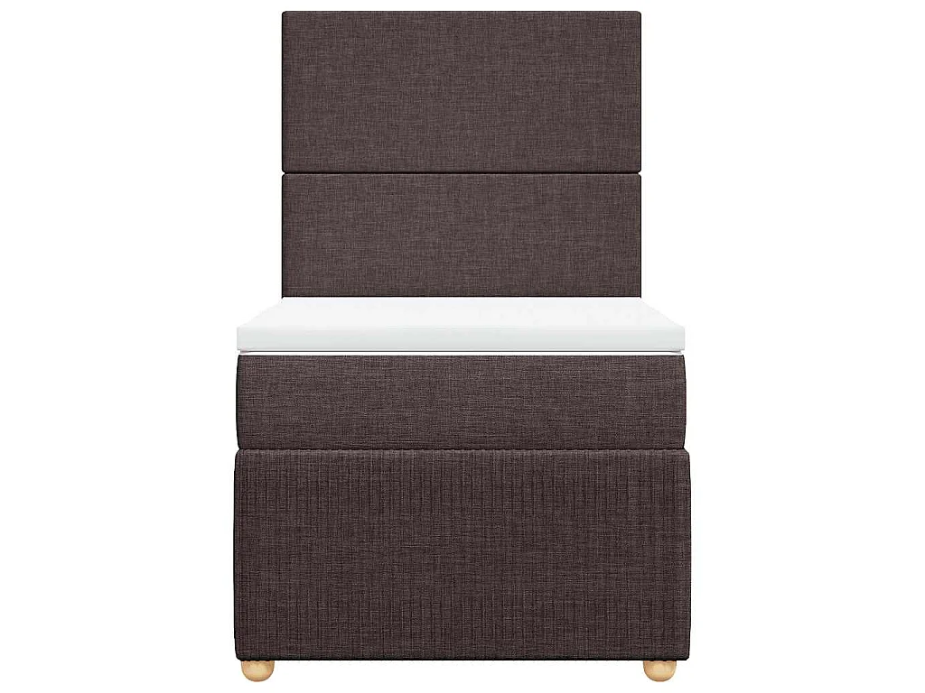 Cama box spring con colchón tela marrón oscuro 90x190 cm