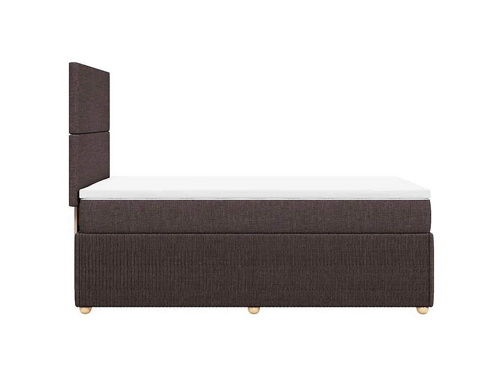 Cama box spring con colchón tela marrón oscuro 90x190 cm