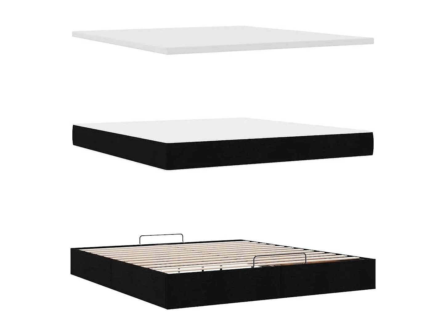 Ottoman-Bett mit Matratze Schwarz 180x200 cm Stoff