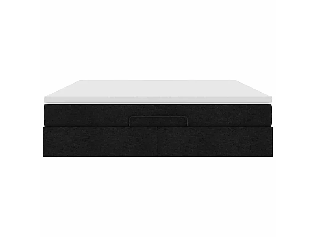 Struttura Letto Pouf con Materasso Nero 180x200 cm in Tessuto