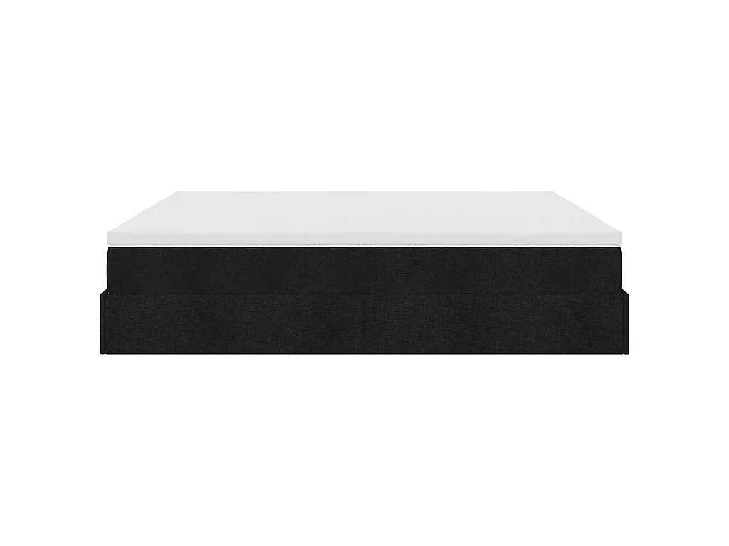 Struttura Letto Pouf con Materasso Nero 180x200 cm in Tessuto
