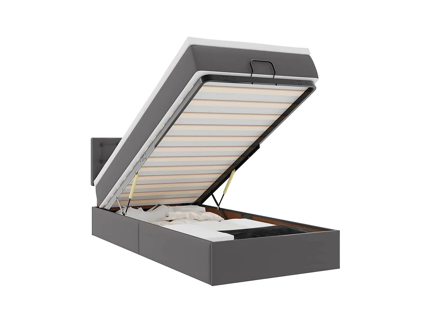 Ottoman-Bett mit Matratzen & LEDs Grau 100x200 cm Kunstleder