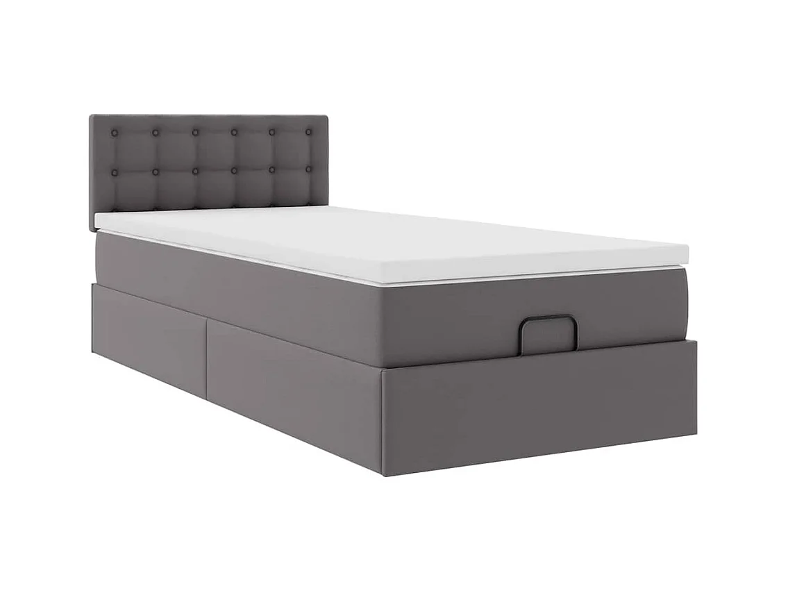 Ottoman-Bett mit Matratzen & LEDs Grau 100x200 cm Kunstleder
