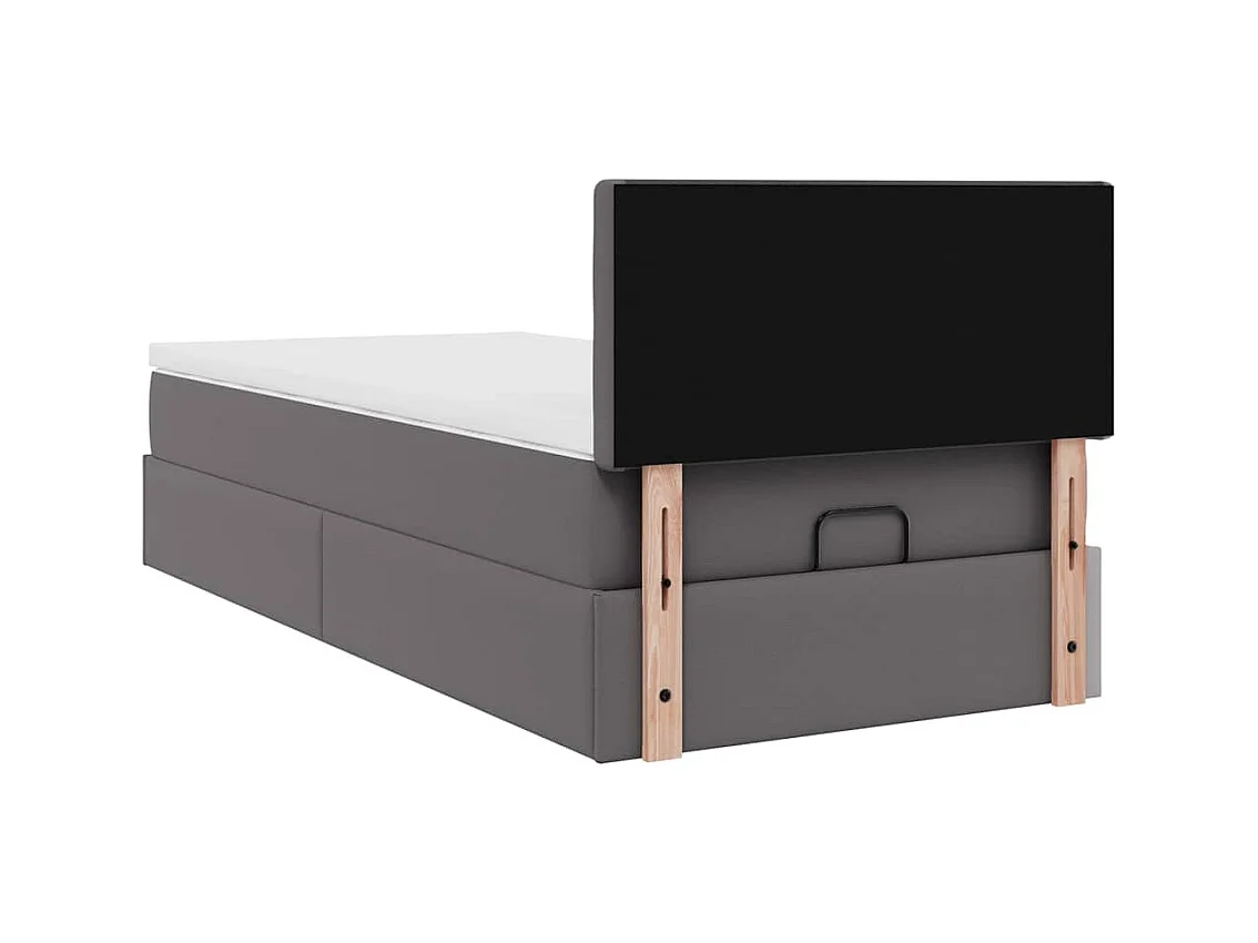 Ottoman-Bett mit Matratzen & LEDs Grau 100x200 cm Kunstleder