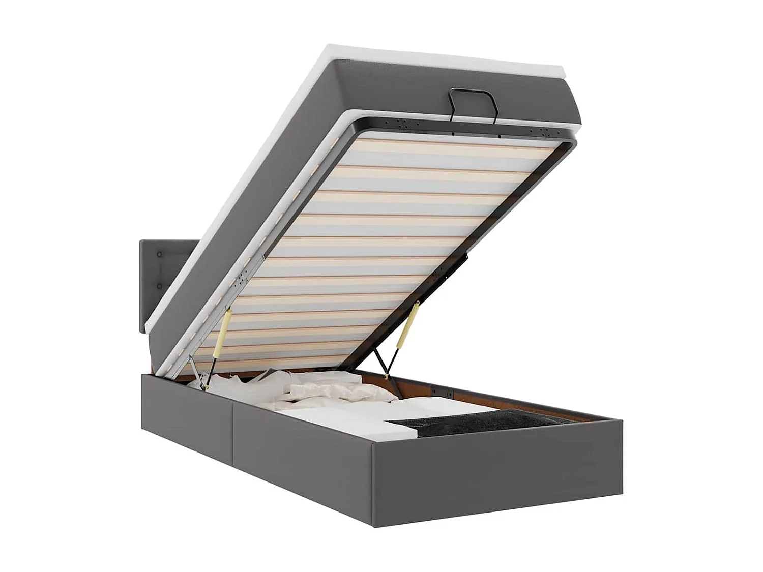 Ottoman bed met matrassen en LED's 100x200cm kunstleer grijs