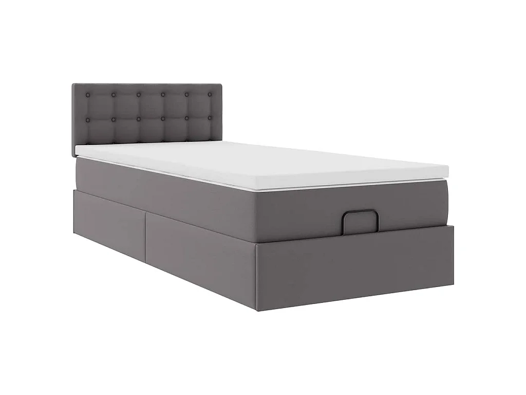 Ottoman bed met matrassen en LED's 100x200cm kunstleer grijs