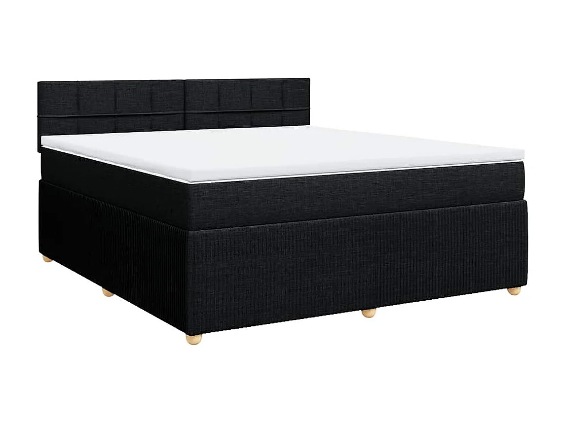 Giroletto a Molle con Materasso Nero 180x200 cm in Tessuto