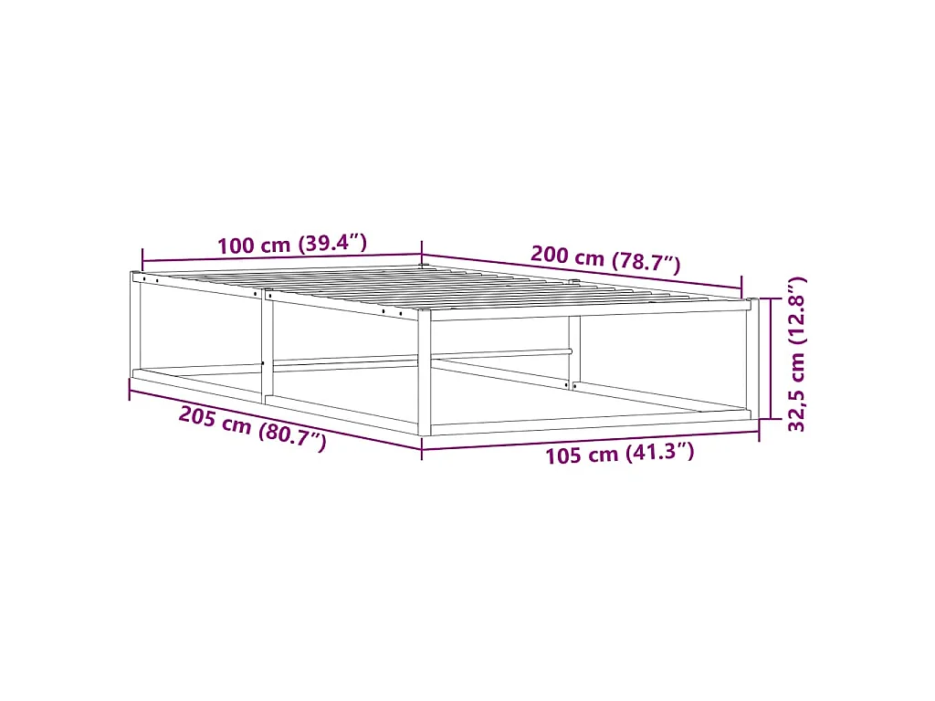 Giroletto senza Materasso Bianco 100x200 cm in Metallo